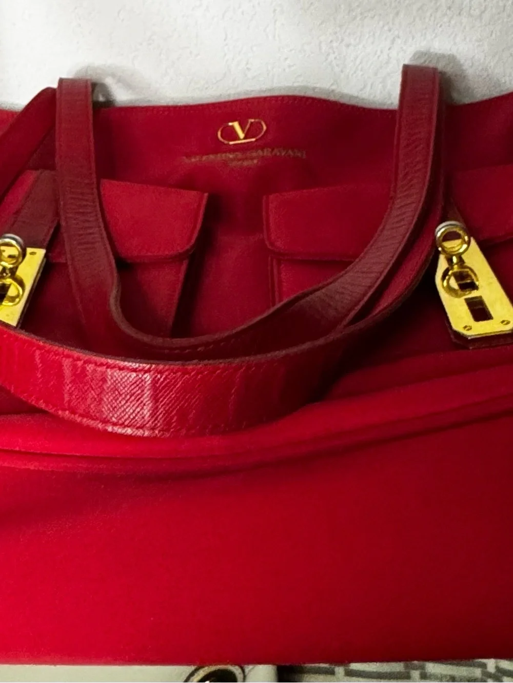 Valentino Garavani Bright Red Double Pocket Shoulder Bag